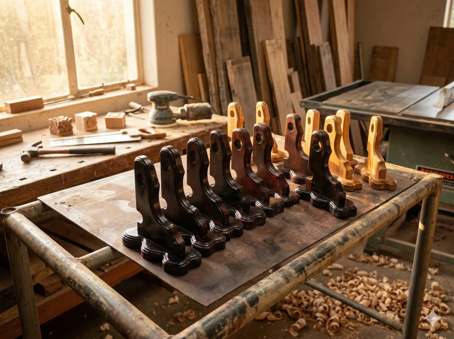 Par de Cortineros Artesanales en Madera